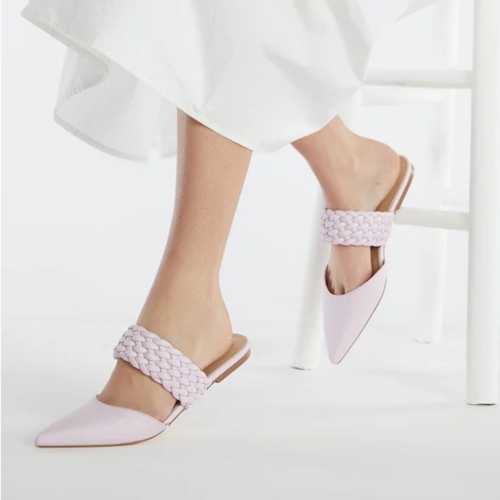 JustFab Lilac Alanis Braided Pointed Toe Flats